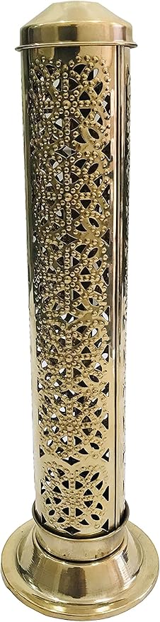 Brass Incense Holder Burner Holder Agarbatti Stand Diwali Pooja Navratri Deepawali puja Aarti Ash Catcher for Positive Energy Size- Height- 10.2 inch