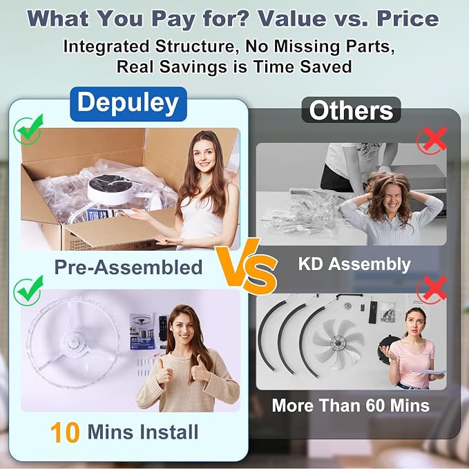 Depuley Bladeless Ceiling Fans with Lights: Full Package 20" Black Modern Low Profile Flush Mount Ceiling Fan with App&Remote - Bedroom Enclosed Crystal Fandelier for Apartment Loft Kitchen