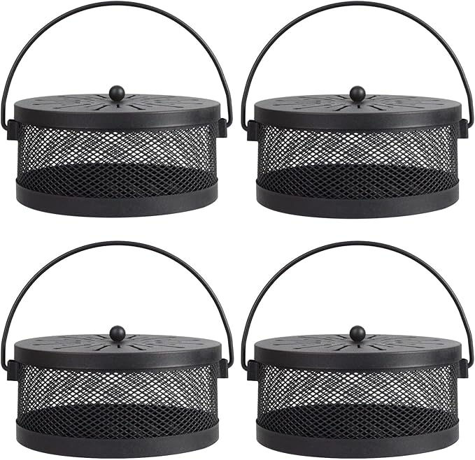 4 Pieces Mosquito Coil Holder - Incense Burner for Indoor Outdoor Camping Use - Portable Mosquito Repellent Holder (Black Classic)