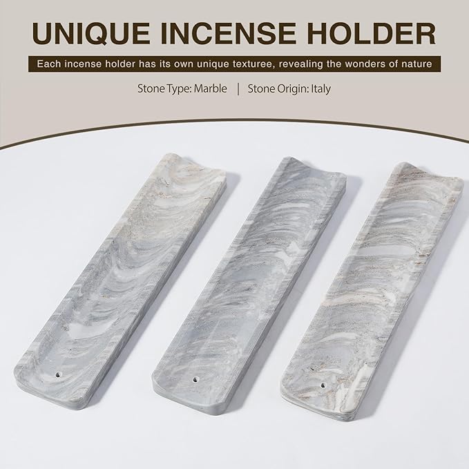 Koville Marble Incense Holder, Incense Holder for Sticks, Incense Sticks Holder Ash Catcher for Meditation Yoga SPA, Natural Stone Incense Burner, Home Table Decor (Palissandro Blue)