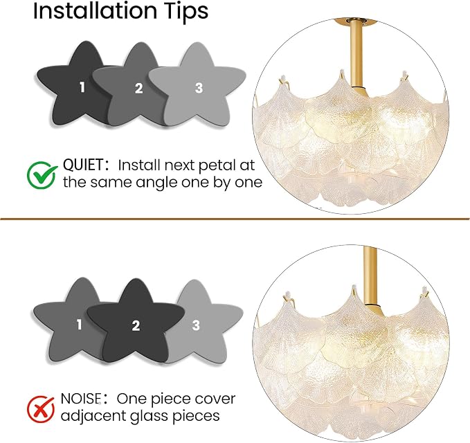 20'' Fandelier Ceiling Fans with Lights, Gold Caged Ceiling Fan with Remote Low Profile, 6 Speed and Gingko Leaf, Modern Semi Flush Mount Ceiling Fan for Bedroom, Living Room, Nursery