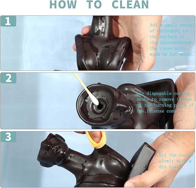 YYW Statue Backflow Incense Holder Incense Burner Waterfall Aromatherapy Ornament Home Decor with Incense Cones and Incense Stick (Black)