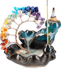 Backflow Incense Burner Ceramic Incense Waterfall 7 Chakras Crystal Tree Incense Holder Namaste Yoga Meditation and Home Decor