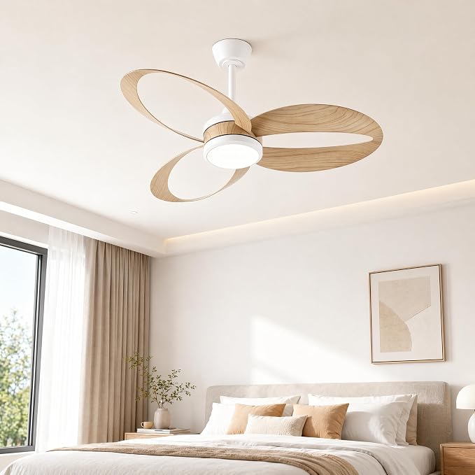 42 Inch Ceiling Fan with Light | Modern Low Profile Flush Mount | Quiet DC Motor, 6-Speed Reversible, 3CCT Dimmable LED, Remote Control – Ideal for Bedroom, Living Room, Kitchen