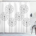 Ambesonne Floral Shower Curtain, Modern Hand Drawn Digital Flower Dandelions Botanic Plants Nature Art Print, Cloth Fabric Bathroom Decor Set with Hooks, 69" W x 84" L, White Charcoal Grey