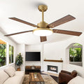 52 Inch Gold Ceiling Fans with Lights and Remote/APP, Modern Sleek Black and Gold Ceiling Fan, ETL Listed, Indoor Smart Black Ceiling Fan for Home Decoration Bedroom Living Room, 3CCT, 6 Speeds