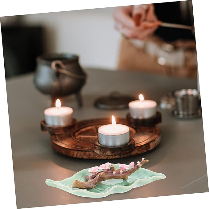 Yardwe Ceramic Incense Stick Burner Blossom Design Incense Holder for Home Meditation Relaxation Office Desk Decor 6.88X3.14X1.18In