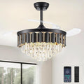 48 Inch Fandelier Ceiling Fan with Light, Chandelier Ceiling Fan for Bedroom Living Room, LED Dimmable, 6-Speed Reversible Motor, Timer & Memory Function-Black