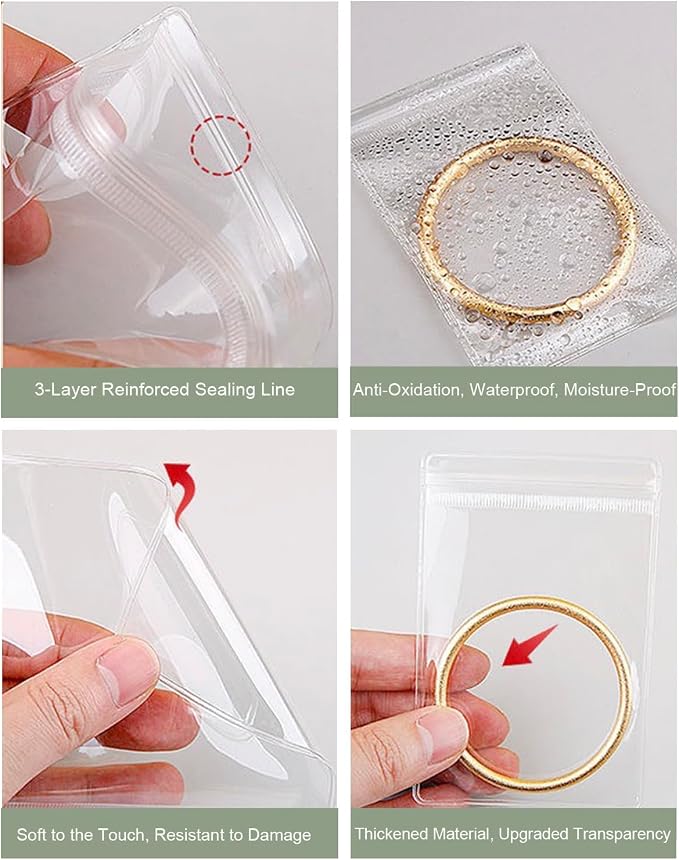 HomePekite 4 In 1 Acrylic Jewelry Organizers and Storage with 60 Portable Anti Tarnish Jewelry Bags, Clear Jewelry Box Organizer, Travel Jewelry Case for Earrings/Rings/Necklaces for Women Girls