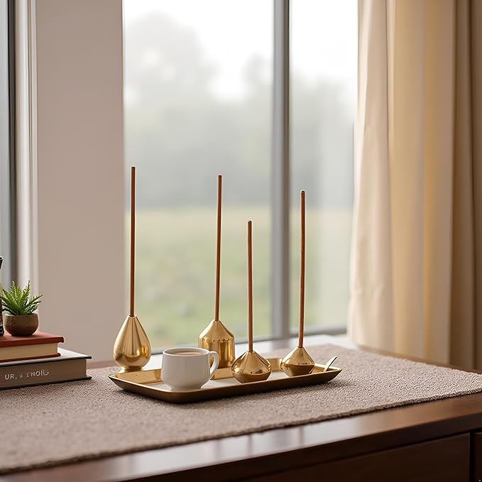 3Pcs Mini Brass Incense Holder, Incense Cone Holder, Portable Coil Incense Holder, Incense Stick Holder for Home Office Teahouse, Water Drop Shape