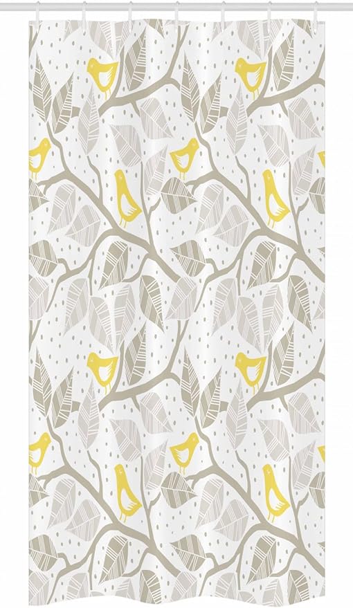 Ambesonne Grey Stall Shower Curtain, Pastel Colored Repetitive Pattern of Irregular Dots Silhouettes Style, Fabric Bathroom Decor Set with Hooks, 36" W x 72" L, Yellow and White