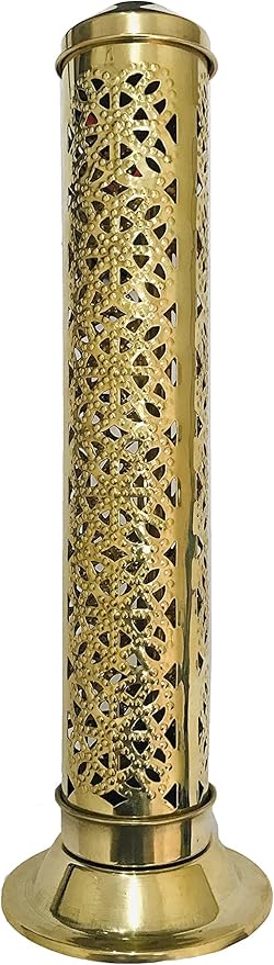 Brass Incense Holder Burner Holder Agarbatti Stand Diwali Pooja Navratri Deepawali puja Aarti Ash Catcher for Positive Energy Size- Height- 10.2 inch