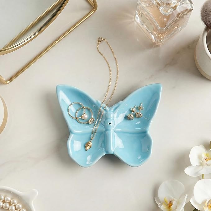 Butterfly Incense Holder for Sticks, Handmade Ceramic Incense Burner, Sage Stick Burner and Palo Santo Holder for Zen Yoga Spa Meditation Home Decor, Butterfly Spiritual Gifts for Women Mom