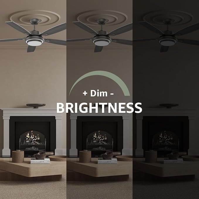 52 Inch Ceiling Fans with Lights and Remote Control, Ceiling Fan for Bedroom Living Room and Patio, Medium Grey Ceiling Fan for Indoor and Outdoor