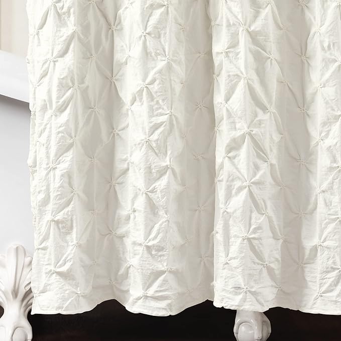 Lush Decor Ravello Pintuck Shower Curtain, 72" W x 72" L, Ivory - Luxe Pintuck Embellishment - Chic Textured Design - Traditional Glam & Farmhouse Bathroom Decor