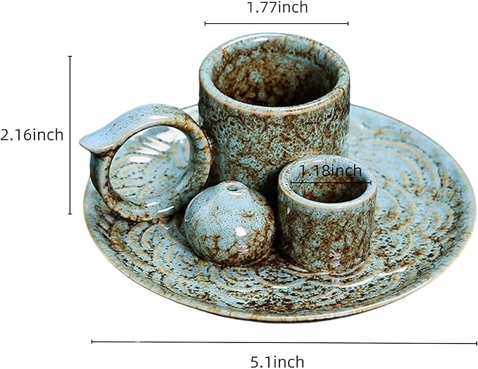 4 in 1 Ceramic Incense Burner Sage Burner with Handle, Sage Holder for Burning Sage, Palo Santo Stick, Joss Sticks and Candle, Ideal for New House, Office, Yoga and Meditation Room