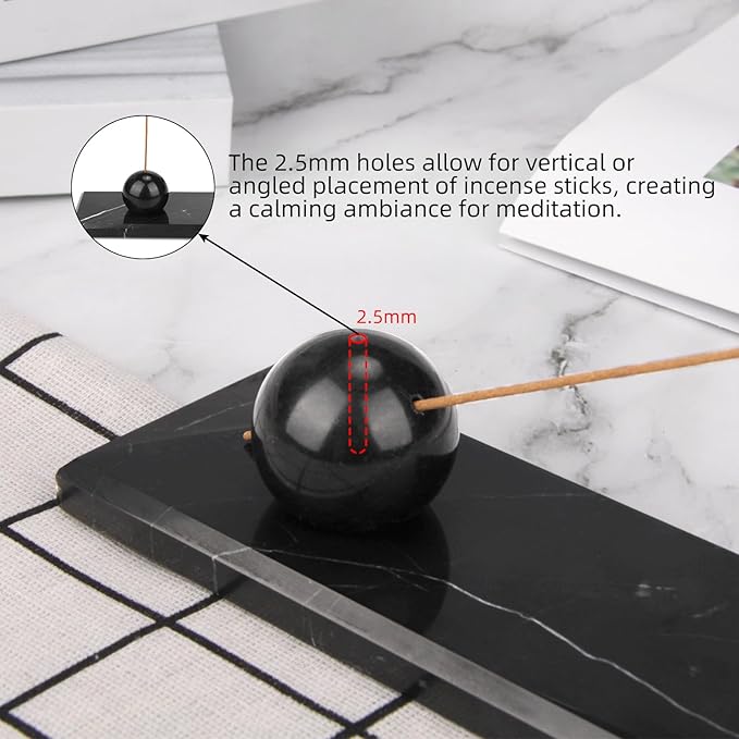 Marble Incense Holder Tray Incense Burner Modern Minimalist Home Deco and Desk Incense Holder for Sticks (White Black)