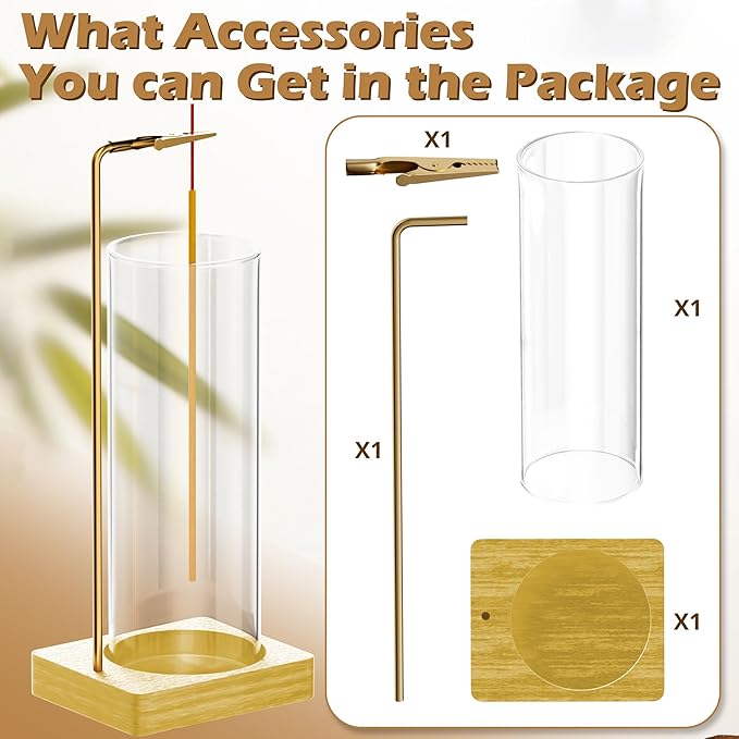 Incense Holder for Sticks, Insence-Stick Holder, Anti-Ash Flying No Mess Incense Burner, Incense Stick Holder with Glass Ash Catcher, for Yoga Spa Meditation Home Decor(1 Pack)