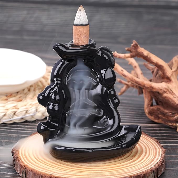 Waterfall Backflow Incense Burner Ceramic Incense Holder Incense Cone Holder Fountain Aromatherapy Home Decor Office Gifts(Calabash)