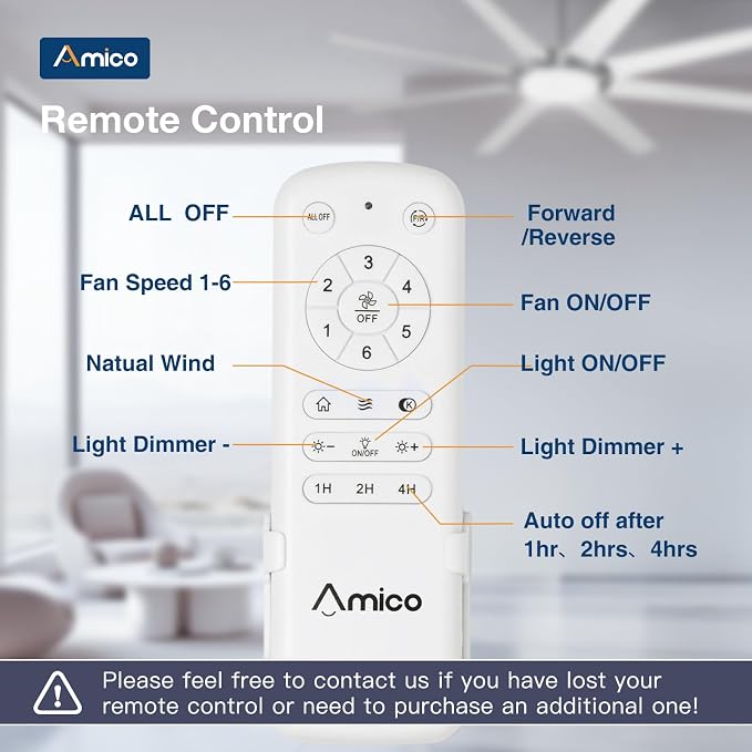 Amico 72 inch Brushed Nickel Ceiling Fan with Light, Large Modern Ceiling Fans with Remote, Reversible DC Motor, Dimmable 3CCT LED, Quiet Indoor/Outdoor for Living Room, Bedroom, Patio
