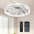 Ceiling Fans with Lights and Remote, 20" Low Profile Flush Mount Ceiling Fan, 3000-6500K Dimmable LED Fandelier, 6 Quiet Speeds for Bedroom