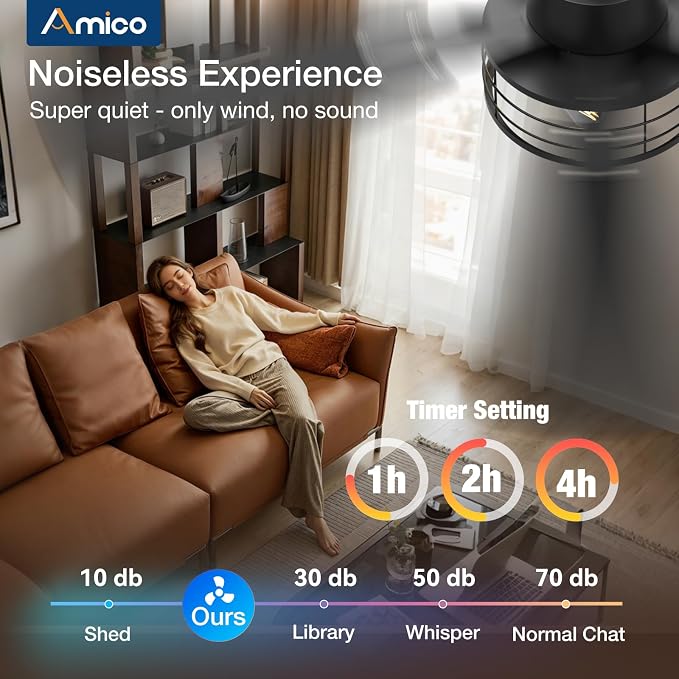 Amico 52 inch Ceiling Fans with Lights, Caged Ceiling Fan with Light and Remote Control, Dimmable, 3CCT, Quiet, Black Farmhouse Ceiling fan For Living Room, Patio, Bedroom, Kitchen, Indoor/Outdoor Use