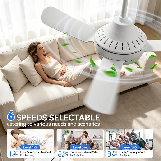 36" Ceiling Fans with Lights,Low Profile Ceiling Fan with Lights and Remote Control,Smart Ceiling Fan,Noiseless Reversible DC Motor,3 Blade White Ceiling Fans,Ceiling Fan for Indoor/Outdoor