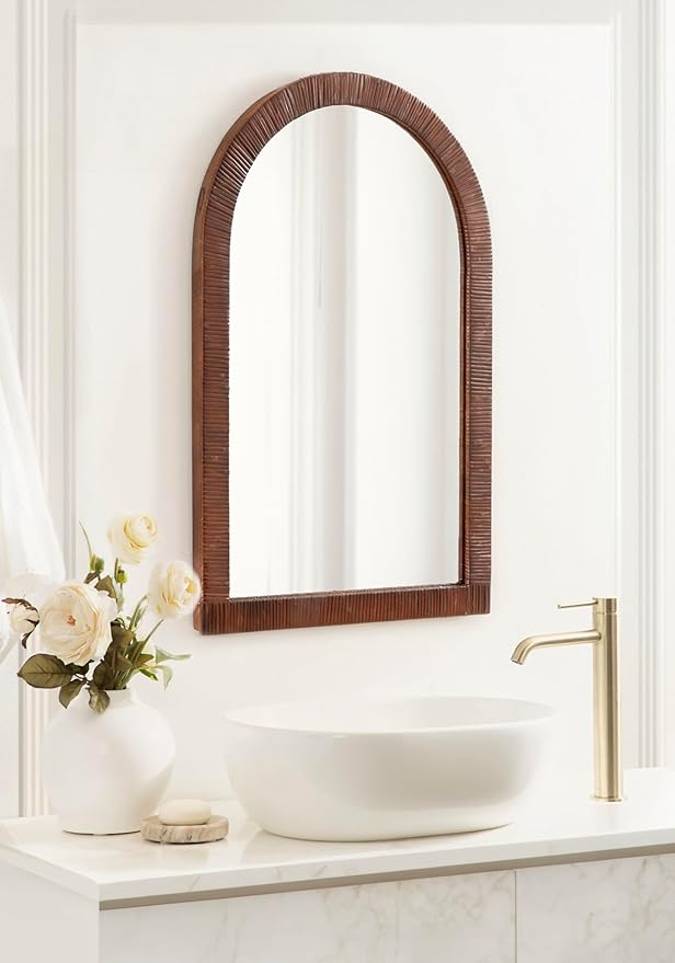 Kate and Laurel Rahfy Boho Arch Rattan Mirror