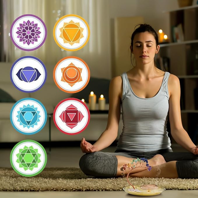 5 in 1 Incense Burner, 7 Chakra Crystal Tree Incense Holder Palo Santo Holder Sage Burner for Incense Sticks Brass Ash Catcher for Yoga Meditation Home Decor