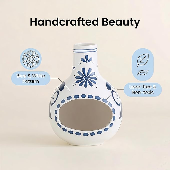 Handmade Ceramic Palo Santo Holder – Suitable for Burning Sage & Palo Santo - Mini Chimenea-Style Burner, an Incense Burner for Spiritual Meditation, Yoga or Home Decoration