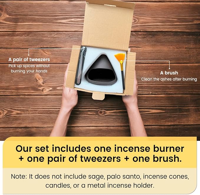 Handcrafted Palo Santo Burner Holder - Ceramic Incense Holder Burner- Palo Santo Chimney Smudge Bowl for Sage, Copal -Perfect Anxiety Relief Gift for Women, Zongzi Style, Black