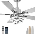 Bella Depot 52" Ceiling Fan with Light, Modern Sliver Chandelier Fan with Remote, Rustic Indoor Fandelier Fan with Silent DC Motor for Living Room Bedroom(Chrome)