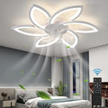 30" Geometric Ceiling Fan with Light Remote Control, 6 Speeds 3 Colors, White Low Profile Flush Mount Ceiling Fan for Kitchen Bedroom Living Room