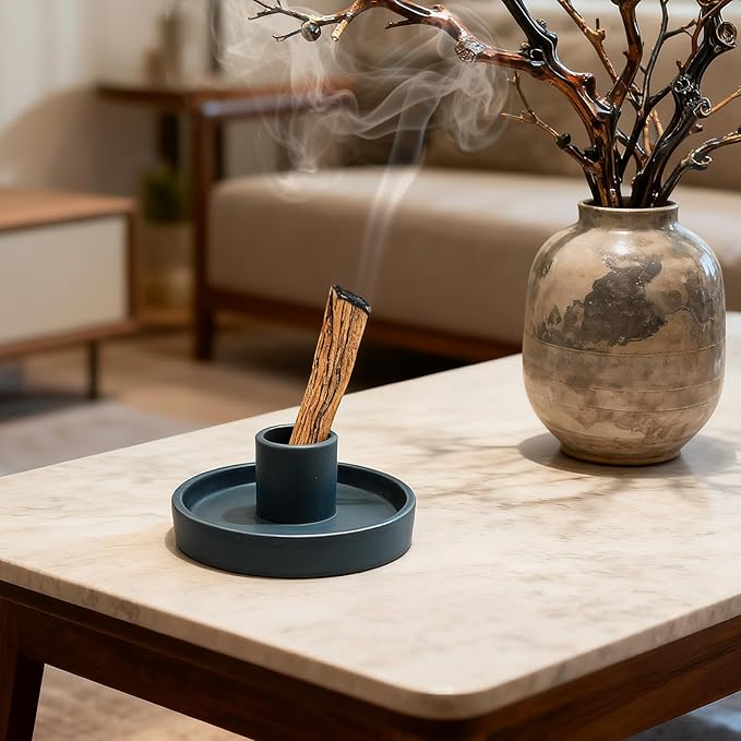 Palo Santo Holder, Ceramic Incense Stick Holder, Sage Holder for Yoga, Meditation, and Energy Cleansing, Unique Ceramic Incense Holder Gift for Palo Santo Sticks (Blue)