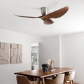60" Walnut Finish Flush Mount Ceiling Fan with Remote, No Light | Modern Low-Profile, Heat Resistant ABS Blades, 6-Speed Reversible Quiet DC Motor for Balcony, Living Room, Bedroom