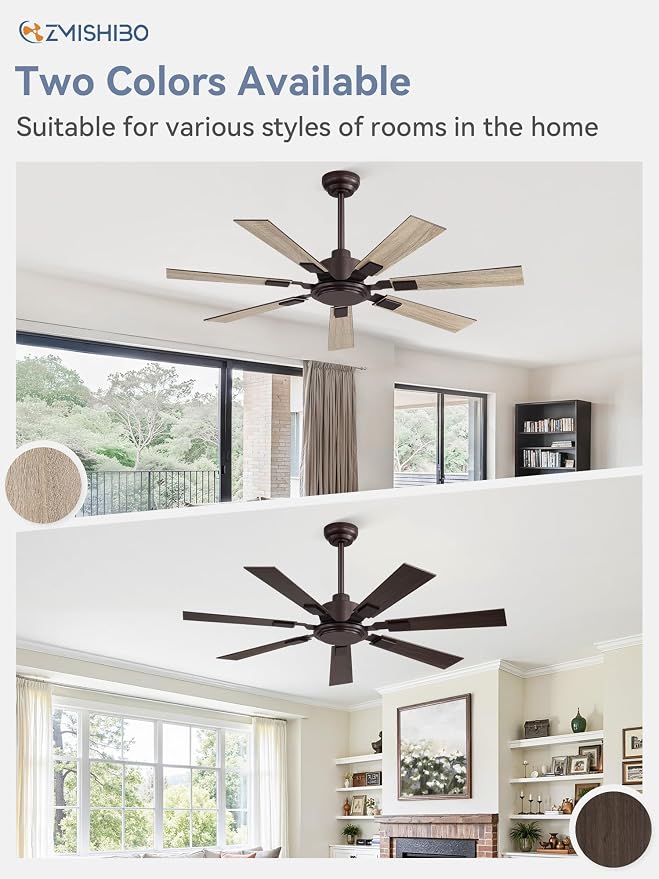 ZMISHIBO 52“ Ceiling Fans No Light with Remote, Bronze Farmhouse Ceiling Fan Without Light, Quiet Reversible DC Motor 6 Speeds, 7 Blades Indoor/Outdoor Ceiling Fan for Living Room Bedroom Patio Garage