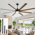 84 Inch Indoor Outdoor Ceiling Fan with Light, Rustic Farmhouse Smart Ceiling Fan with Alexa/App/Remote Control, 8 Walnut Aluminum Blades, Large Airflow Quiet DC Motor, for Barn Office Gym Patio