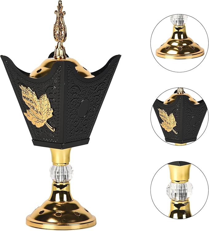 Incense Holder - Fire-Safe with Easy-to-Remove Lid, Elegantly Decorated with Flower Patterns, Suitable for Home & Office, Option (H003)