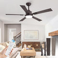 ZMISHIBO 52 inch Bronze Ceiling Fans with Lights and Remote, Indoor/Outdoor Farmhouse Ceiling Fan for Bedroom Living Room Patio, 6 Speed Reversible Quiet DC Motor, 3 CCT, Dual Finish Blades