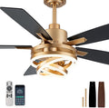 Bella Depot 52 Inch Gold Ceiling Fan Modern Chandelier Ceiling Fan with Dimmable Light, 6-Speed, Reversible, Timing Option - Ideal for Bedroom Living Room