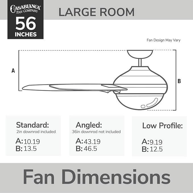 Casablanca 56 inch Indoor Ceiling Fan with LED Light & Remote Control- Standard Mount Ceiling Fan, 5 Painted Metallic Blades, For Bedroom, Living Room, or Kitchen, Quiet- Correne 59197, Brushed Nickel