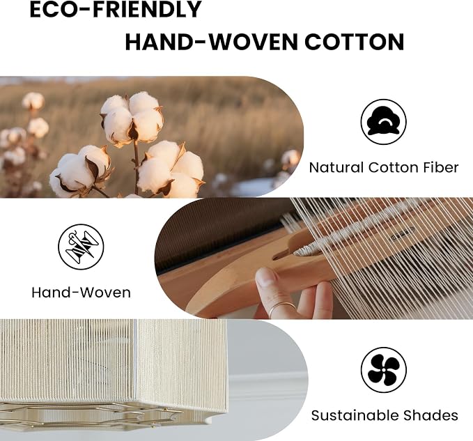 RUIYEY Boho Ceiling Fans with Lights: 20 inch Modern Flush Mount Ceiling Fan with Remote Control, 7 Blades Reversible 6 Speeds E26 4 Light Low Profile Hand Woven Caged Fandelier for Bedroom Nursery