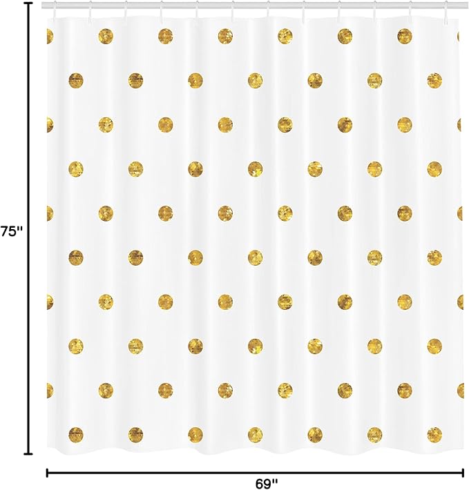 Ambesonne Modern Shower Curtain, Blurry Crystalised Yellow Ombre Geometric Circles Rounds Plain Backdrop Print, Cloth Fabric Bathroom Decor Set with Hooks, 69" W x 75" L, Yellow White