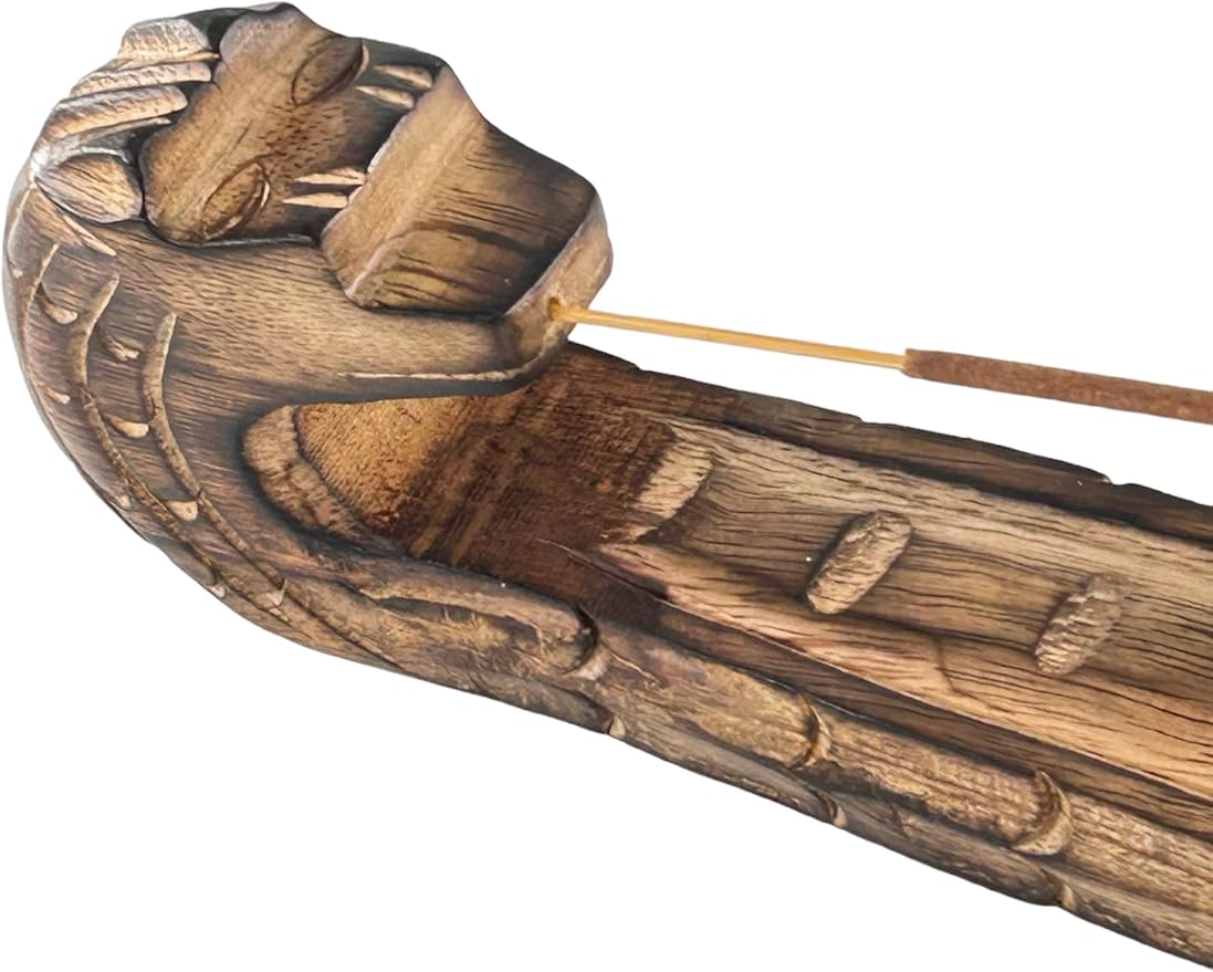 Wooden Incense Holder, Insence Ash Catcher, Insense Stick Holder for Table Decorations, Wooden Incense Tray for Sticks - Meditation & Yoga Gift for Housewarming (Dragon Shape)