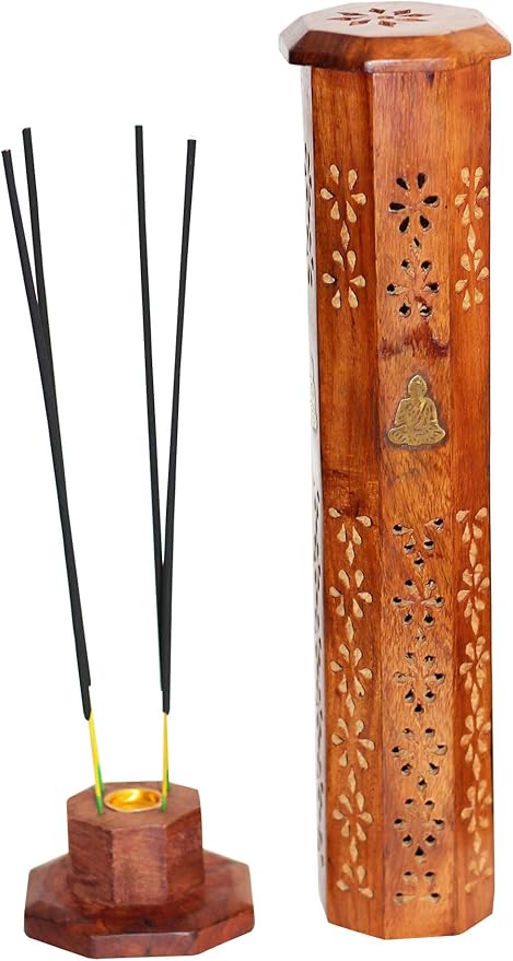 Handmade Buddha Wooden Incense Cone Tower Incense Stick Burner Stand Holder Ash Catcher Home Decor Utilities & Accessories