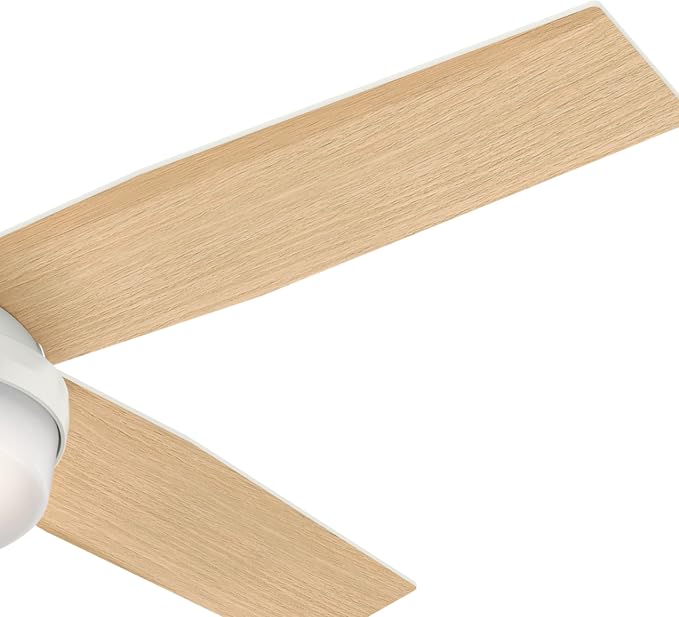 Hunter 52 inch Indoor Ceiling Fan with LED Light and Remote Control - White Modern Ceiling Fan, Low Profile Mount, 4 Blades, For Bedroom, Living Room, or Kitchen, Quiet - Dempsey 59242, Fresh White | with LED Light and Remote Control, Low Profile Mount...