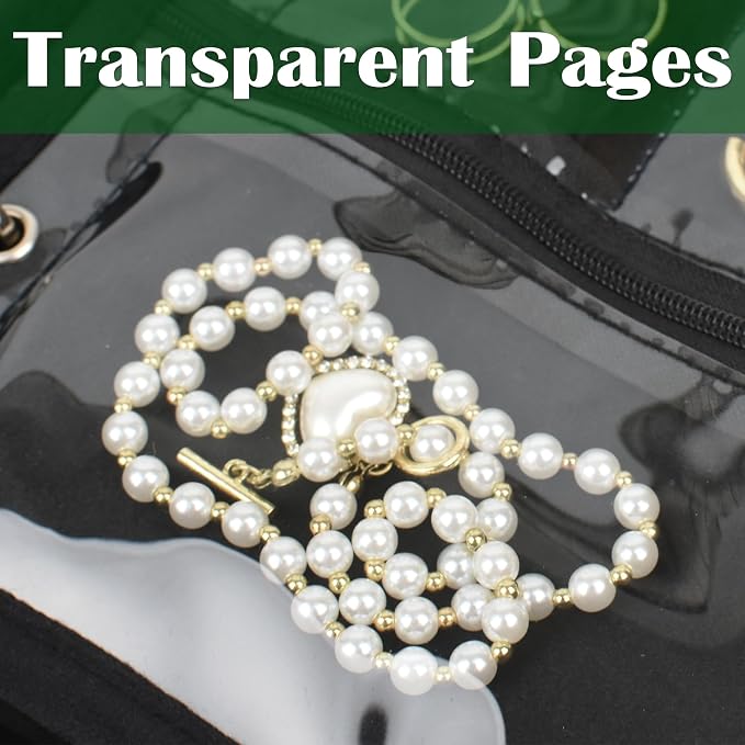Travel Jewelry Organizer Case,Jewelry Bags for Traveling, Jewelry Binder with 24 Pcs Clear Zipper Velvet Pouches (Inner Pages, 3 PCS)