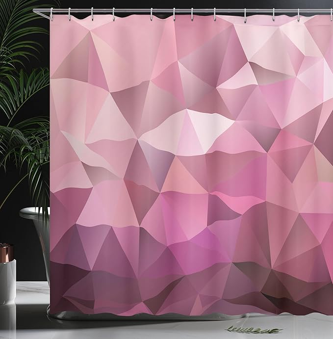 Ambesonne Abstract Shower Curtain, Triangle Style Entertainment Geometric Shapes Monochromic Illustration, Cloth Fabric Bathroom Decor Set with Hooks, 69" W x 84" L, Rose Dried Rose Pink