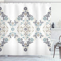 Ambesonne Ethnic Shower Curtain, Ottoman Mosaics in Tones Royal Revival Victorian Palace Inspired Retro Print, Cloth Fabric Bathroom Decor Set with Hooks, 69" W x 84" L, Blue Grey