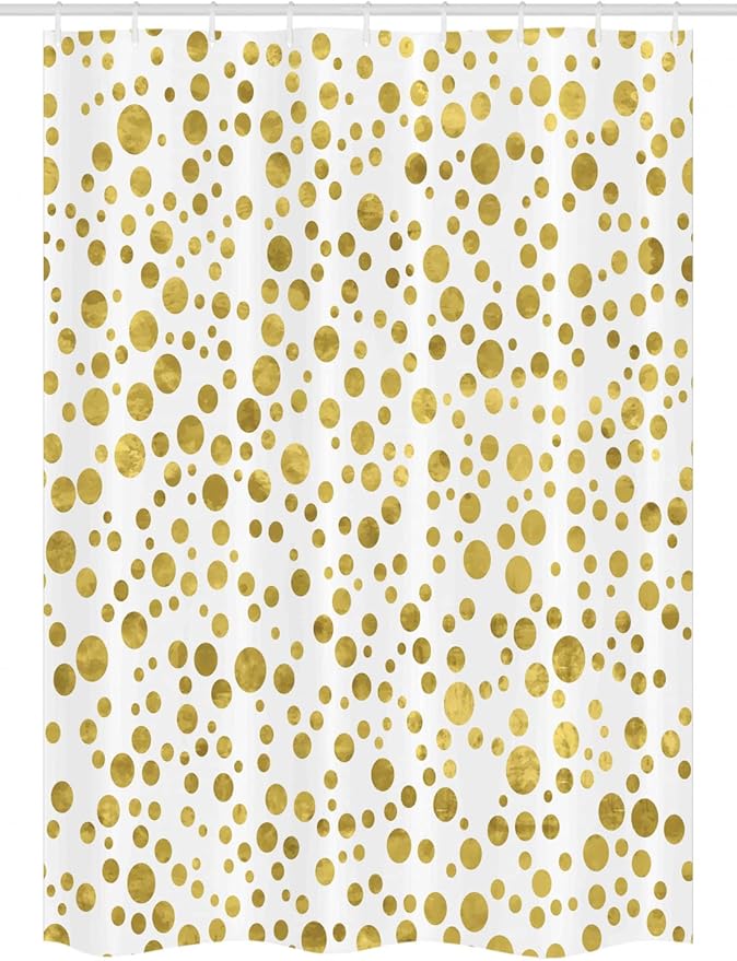 Ambesonne Polka Dots Stall Shower Curtain, Illustration of Round Speckled Forms Irregular Layout Vintage Style, Fabric Bathroom Decor Set with Hooks, 54" W x 78" L, White Yellow